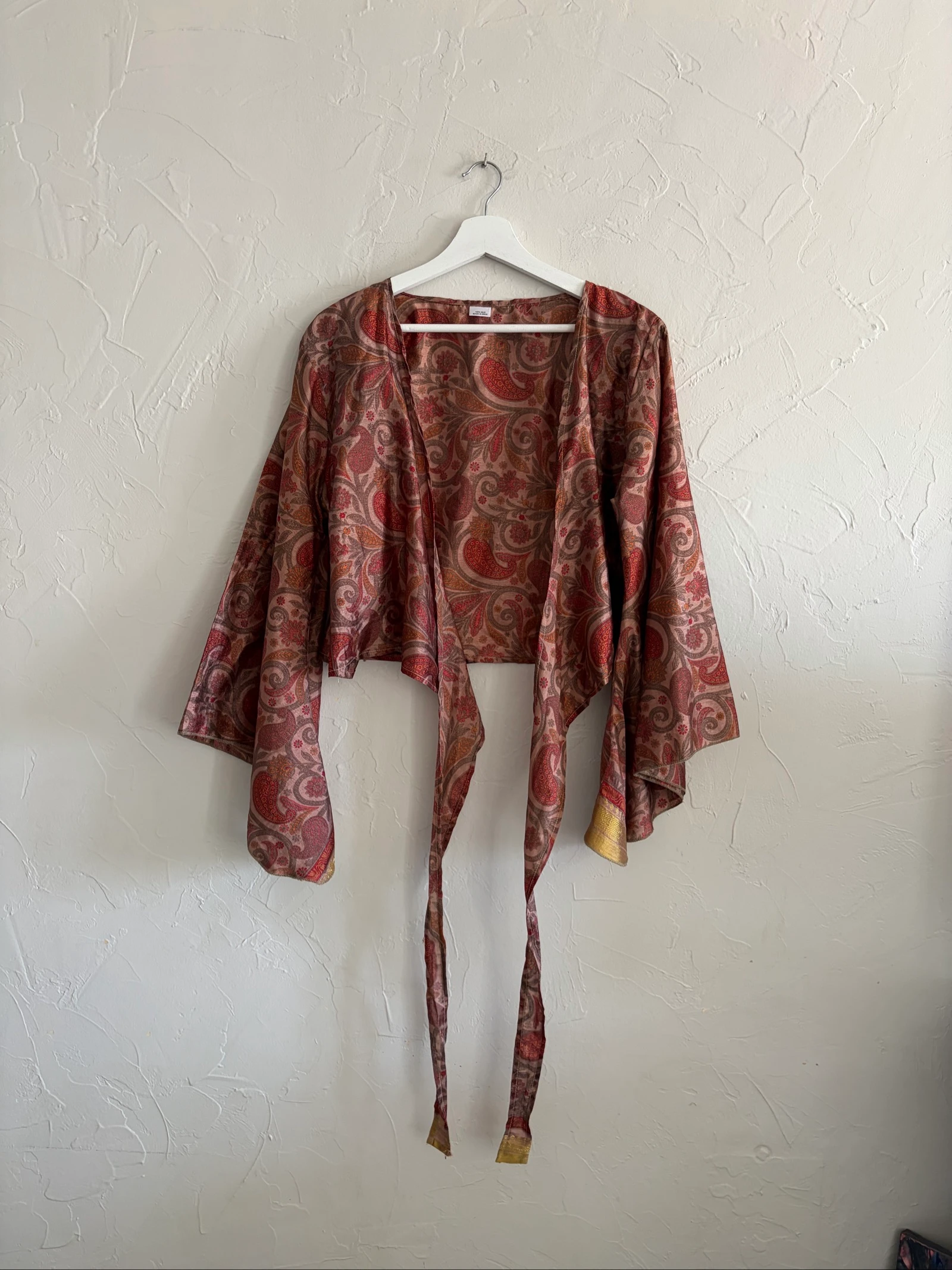 Blouse - zijden kimono met wijde mouwen om vast te binden – photo 3